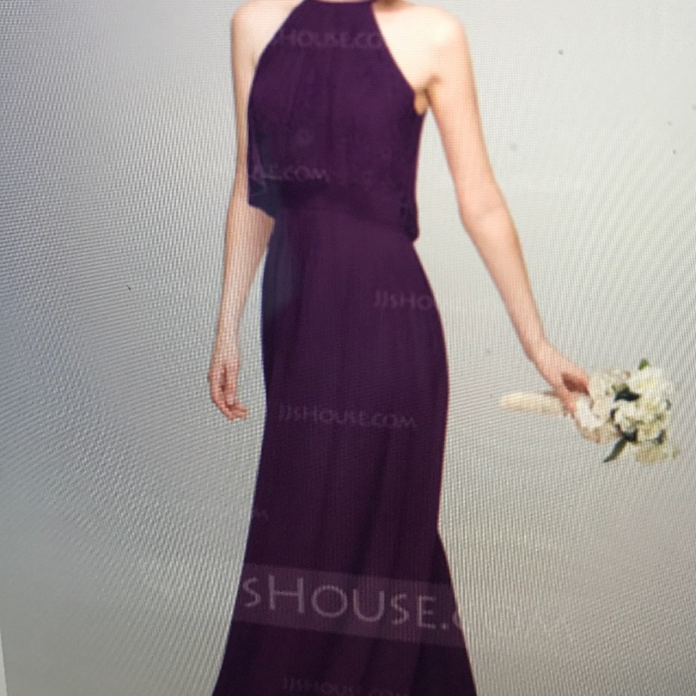 Purple long lace dress